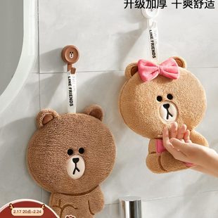 挂式 不掉毛方巾家用卡通LINEFRIENDS速干毛巾厨房抹布吸水擦手巾