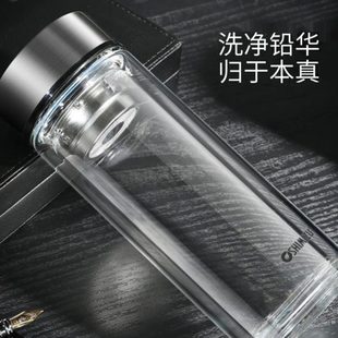 男女大容量水杯家用子双层玻璃杯加厚耐热便携泡茶清水茶杯水杯