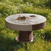 圆形升降茶几餐桌两用智能语音小户型电动多功能现代简约实木微晶