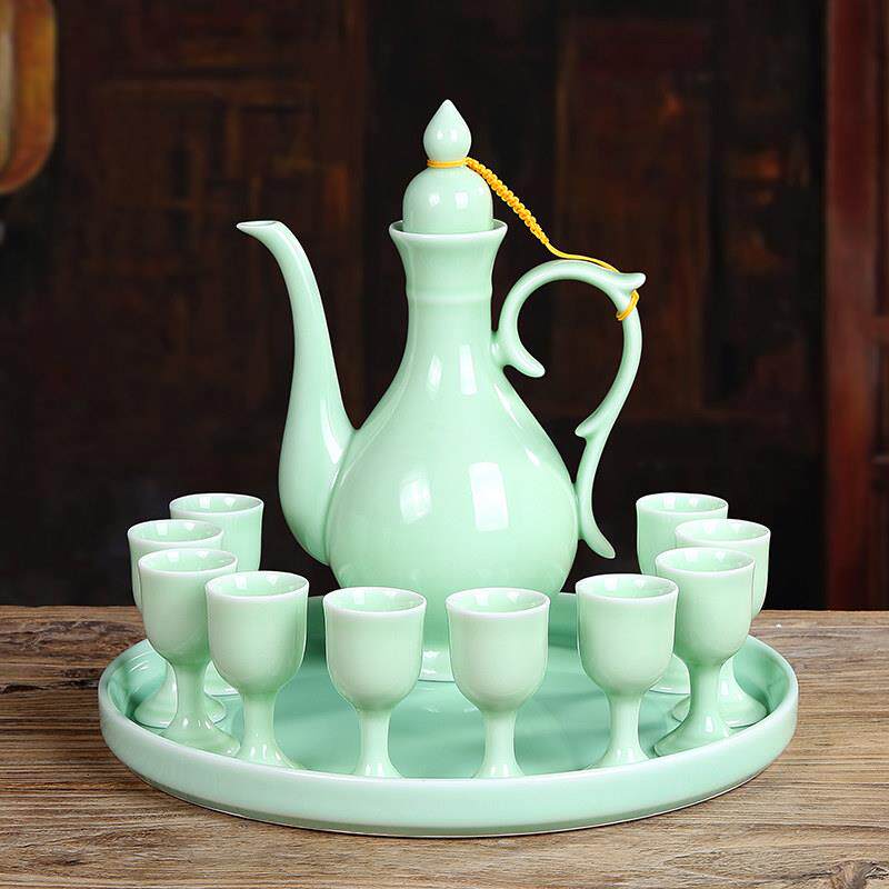 古风酒具组套中式白酒杯陶瓷家用分酒器老式酒壶覆古烈酒杯一口杯