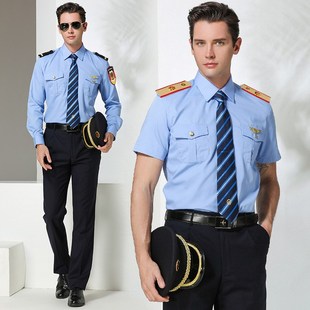 铁路制服工作服男士列车乘务员蓝色衬衫长袖高铁津京城际轨道工装