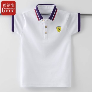 男童夏季短袖t恤2024纯棉新款男孩儿童大童Polo衫红色男带领翻领