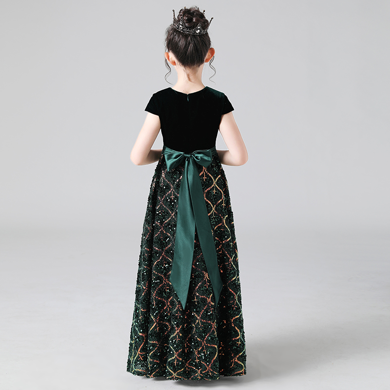 女童高端礼服女孩钢琴演出服音乐会学生主持表演服乐团指挥晚礼服