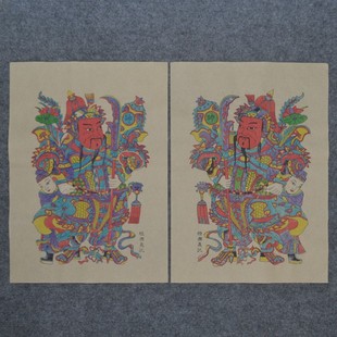 中国风特色工艺品杨家埠木板年画郁垒关公门心武门神画秦琼敬德