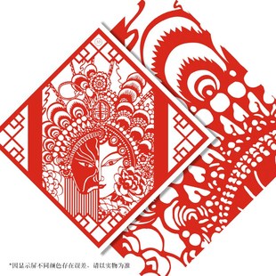 霸王别姬脸谱剪纸画学生手工刻纸A3大号高清打印底稿剪纸素材图案