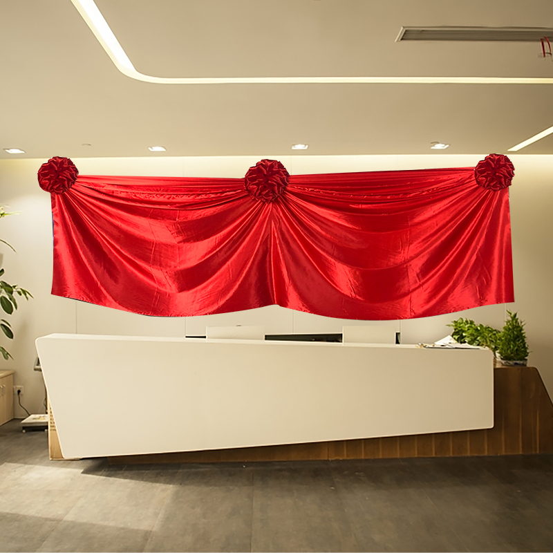 开业揭幕红布波浪招牌揭牌仪式道具剪彩套装红绸布料大红花球定制