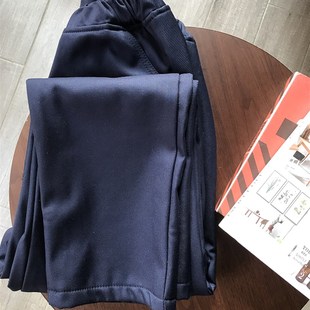 加绒秋冬季中小学生藏青黑色长西装裤子校礼服男女儿童松紧腰蓝厚