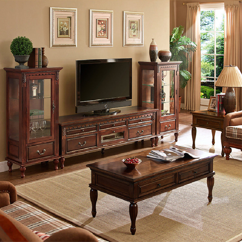 包邮简约欧式茶几客厅仿古小茶桌美式搭配实木家具经济整装方形桌,住宅家具,茶几,淘宝优惠券,粉丝福利购,淘宝优惠卷