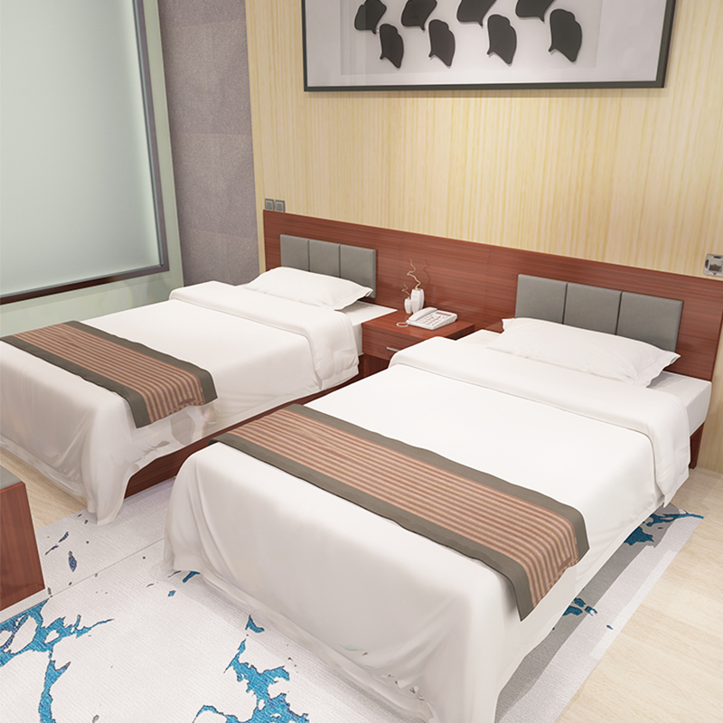 宾馆家俱标间全套商务快捷酒店家俱牀标间全套旅馆软包靠背牀头