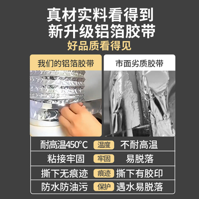 油烟管道密封胶带抽油烟机排烟管耐温密铝箔胶带止逆阀密封胶带