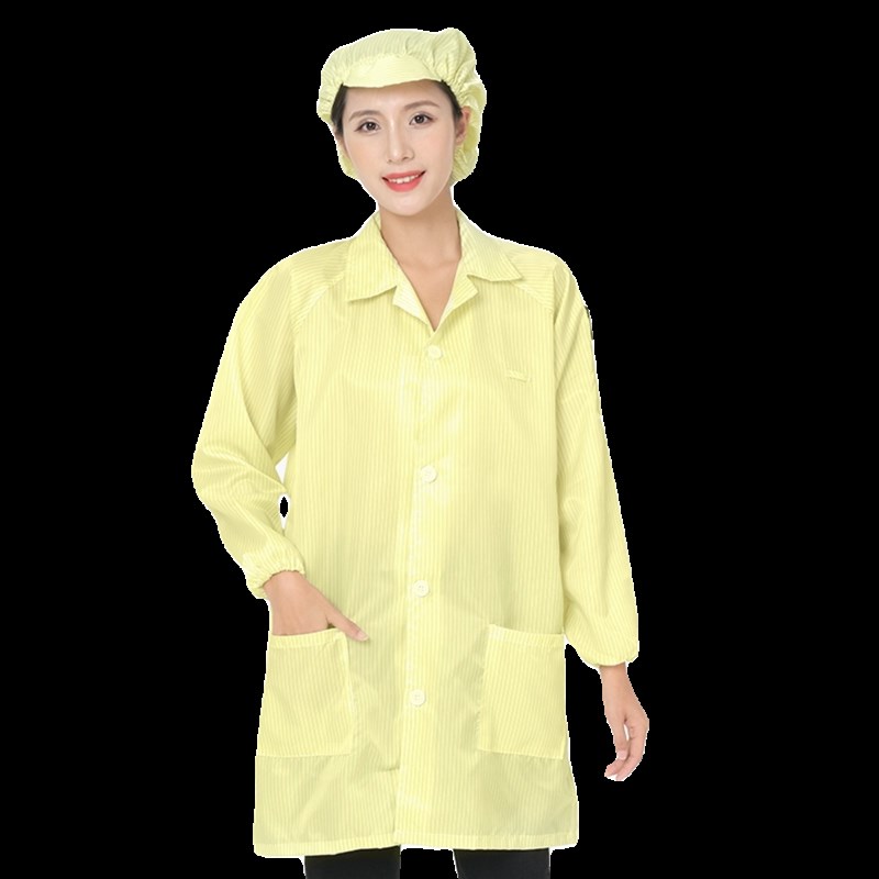 静电衣防静电纽扣大褂黄色无尘净化工作服男女电子厂食品车间防护