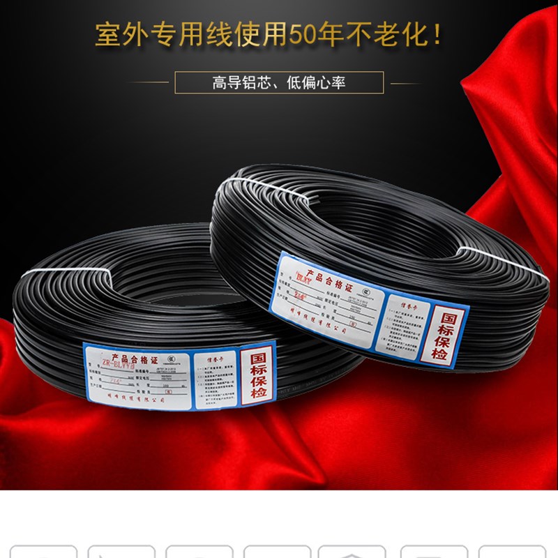 国标电缆线2芯4 6 10 16 25平方架空铝线铝芯电线家用户外护套线
