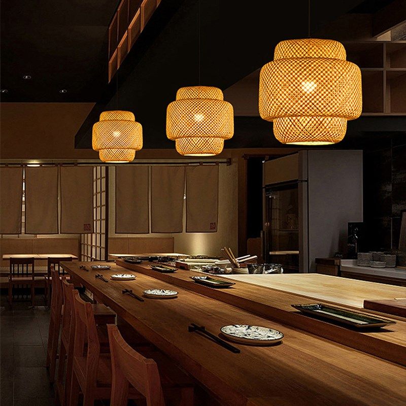 竹编竹艺吊灯民宿火锅店灯具餐厅茶室灯藤编灯复古创意新中式灯笼,家装灯饰光源,客厅吊灯,淘宝优惠券,粉丝福利购,淘宝优惠卷