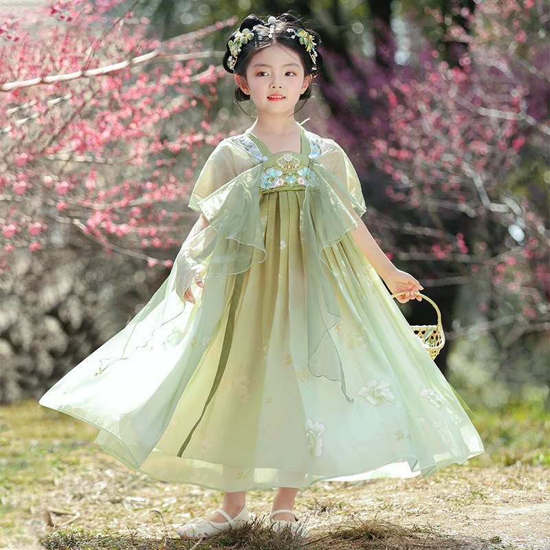 汉服女童夏装2025新款古风连衣裙小女孩国风唐装儿童夏季古装裙子