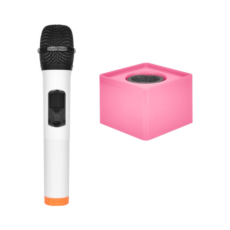 新款舞台模型方形台标麦克风外壳道具儿童表演空塑管白管蓝底话筒