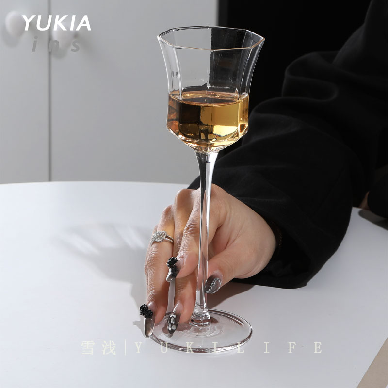 晓寒细着杯 西南月 春已十分宜中古vintage高脚杯子酒杯水晶杯