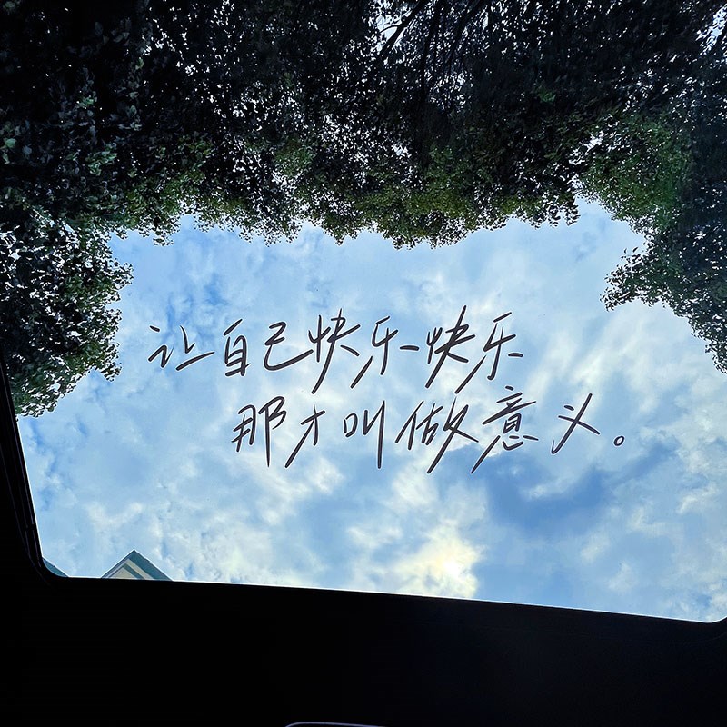 汽车网红贴纸让自己快乐车贴个性创意文字后挡风玻璃贴画天窗贴纸