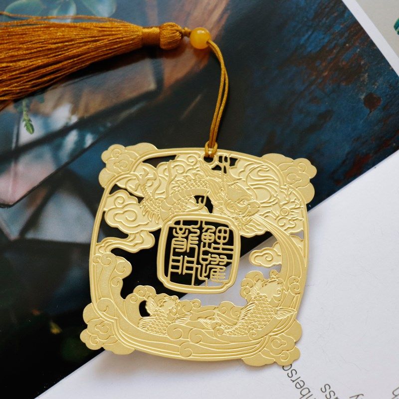 【鲤鱼龙门】中国风古典加厚精密黄铜锁书签来图定制书签送礼产品,文具电教/文化用品/商务用品,书签,淘宝优惠券,粉丝福利购,淘宝优惠卷