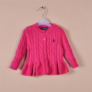 1-2-3岁宝宝针织开衫毛衣红色秋冬女童连衣裙纯棉厚麻花婴儿外套