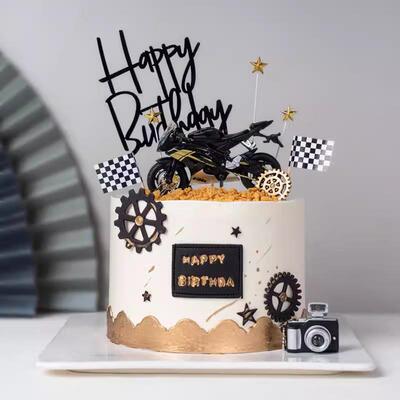 爸爸生日蛋糕网红摩托机车模型蛋糕摆件父亲节爸爸老公男朋友生日