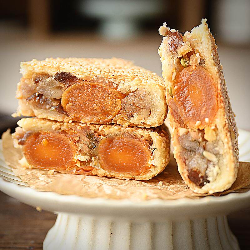 新日期桥墩镇特产老式传统手工糕点蛋黄五仁大月饼礼盒装中