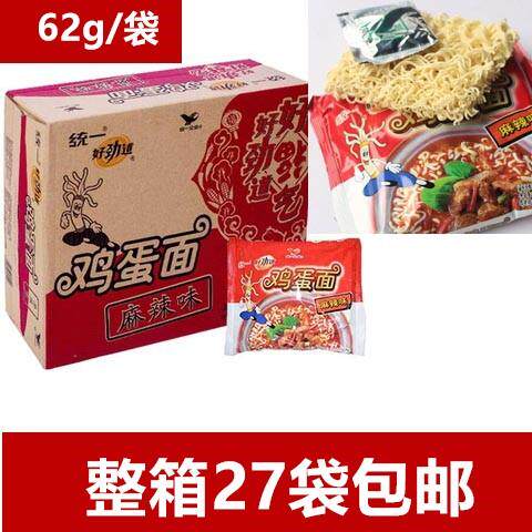 统一鸡蛋面统一好劲道方便面整箱62g*27包 麻辣鸡蛋面 .