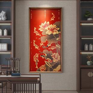 豎版 背景墻手工銅畫沙發現代壁畫 飾畫新中式 入戶玄關大尺寸掛畫裝