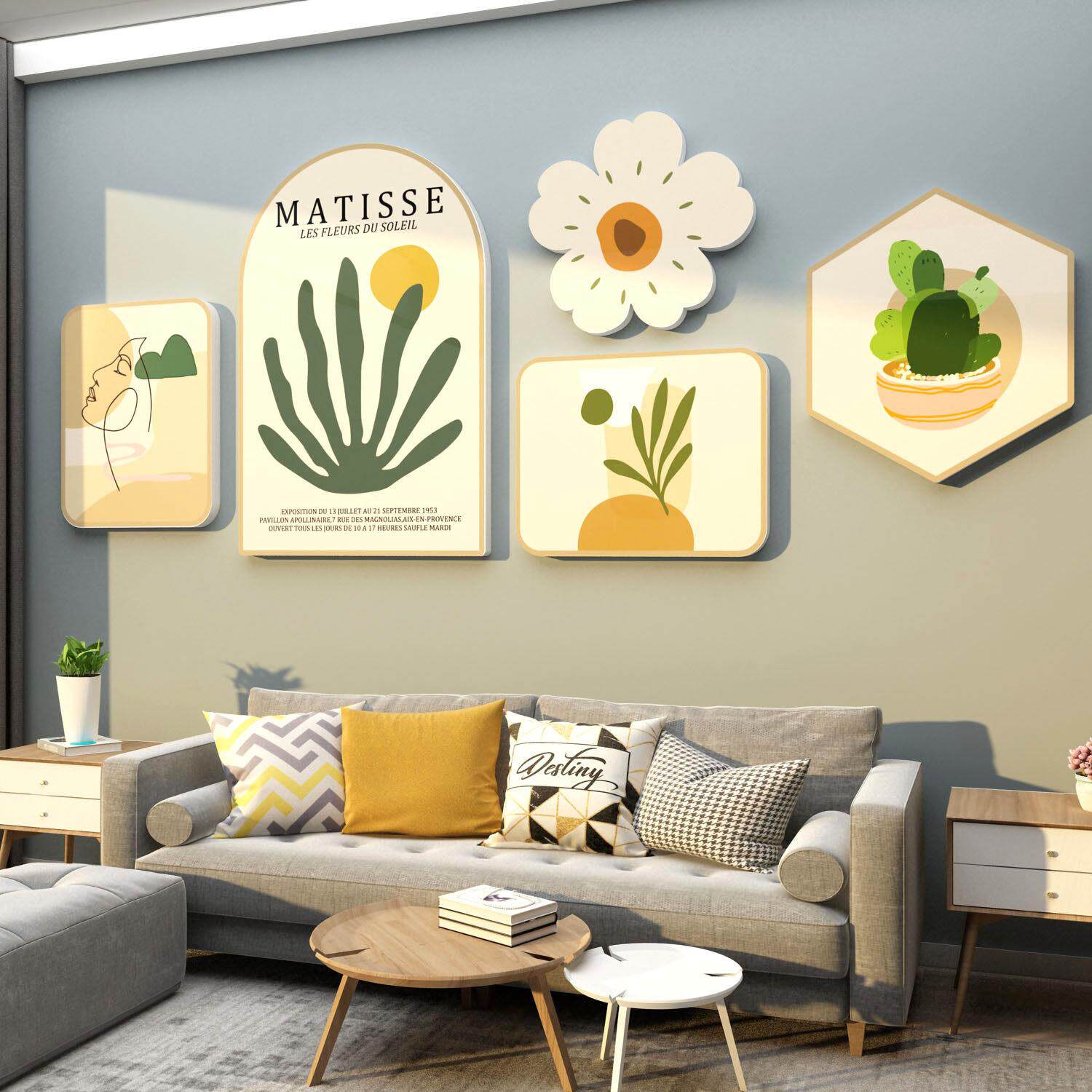 沙发电视背景墙面装饰布置压克力3d立体贴纸壁挂画 画客厅自黏网