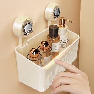 吸盘置物架化妆室墙上免打孔收纳盒收纳浴室壁挂洗漱台厕所化妆品