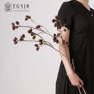 模拟高枝绿山竹果客厅插花电视柜假花装饰长枝花饰品干花果野山果