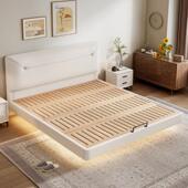 全实木薄床头齐边床现代简约小户型1.5m榉木静音双人床可定制尺寸