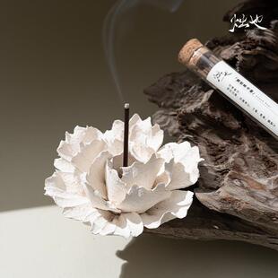 景德镇非遗手捏陶瓷花瓣线香插粗陶扩香香薰家居摆件闺蜜小众礼物