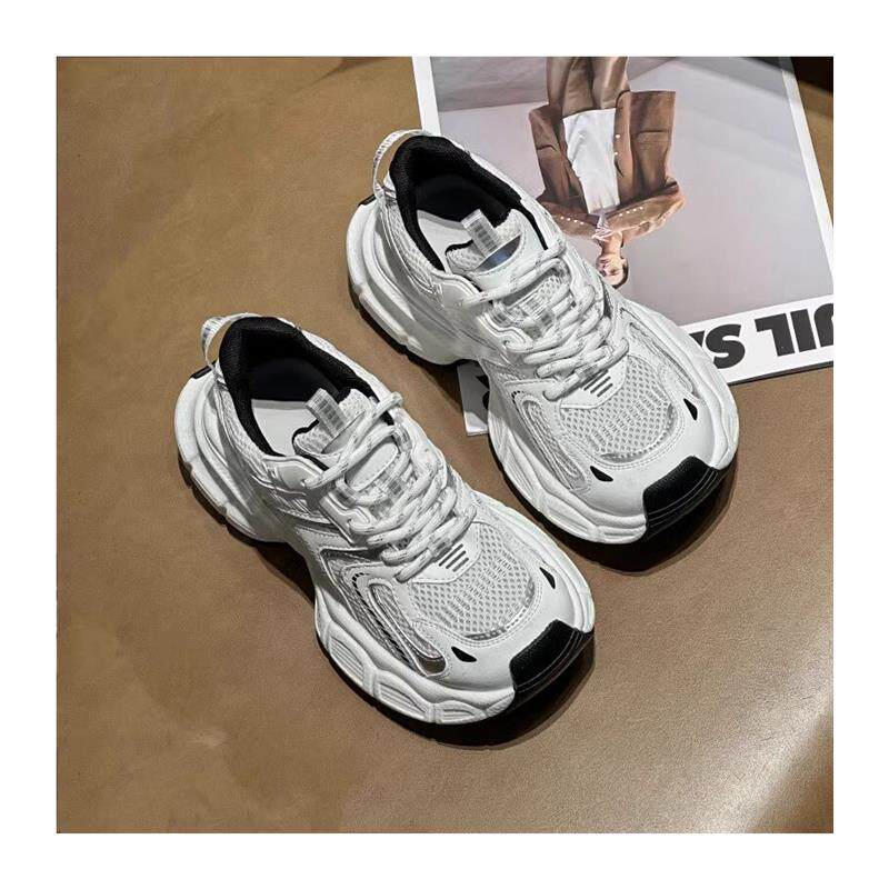 好货夏季巴黎老爹鞋女2026春秋新款百搭真皮厚底单网透气休闲运动