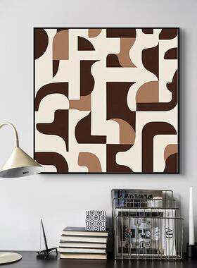 现代黄色几何客厅玄关壁画高级感沙发背景墙装饰画正方形餐厅挂画