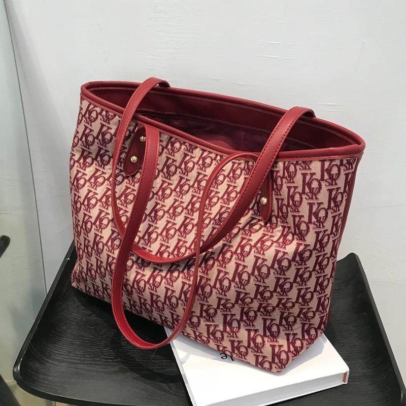 好货红色包包女结婚包2025新款高级感大容量帆布单肩托特包婚礼新