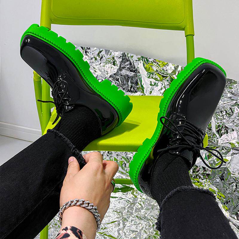 好货2026新款小众设计皮鞋男方头漆皮增高百搭日系男鞋厚底休闲鞋