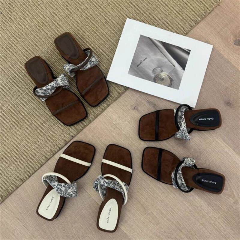 好货坡跟法式一字拖鞋女夏外穿2026新款设计感小众配裙子厚底凉拖