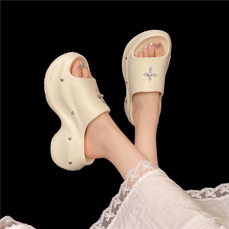 好货8cm主婚纱神器洞洞鞋女夏季新款凉拖鞋女婚鞋厚底松糕增高伴