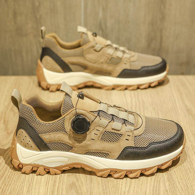 好货男鞋夏季网面透气轻便休闲运动鞋工地干活防滑耐磨旋钮闭合劳