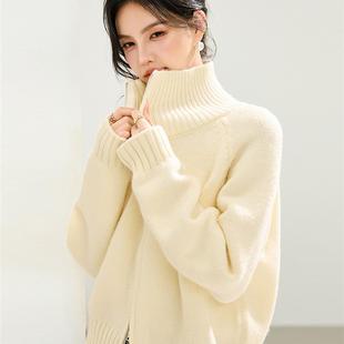 好货蓝色毛衣开衫外套高级感女2025秋冬新款双拉链短款小个子针织