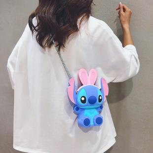 好货卡通小包包2025新款韩版少女生可爱史迪仔百搭硅胶单肩斜挎手