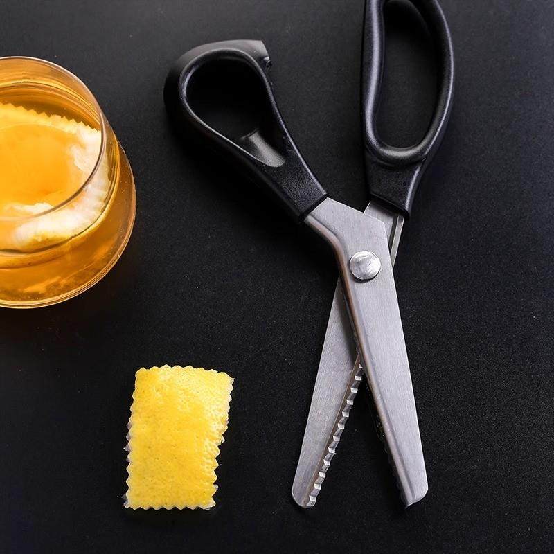 好货花边剪刀不锈钢锯齿剪刀鸡尾酒装饰用具橙皮柠檬皮剪刀调酒工