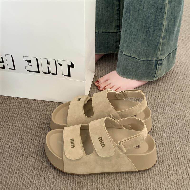 好货勃肯凉鞋女夏季外穿2026新款高级感配裙子法式厚底增高沙滩罗