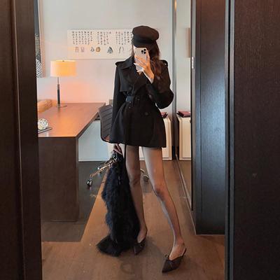 白色短款风衣外套女小个子