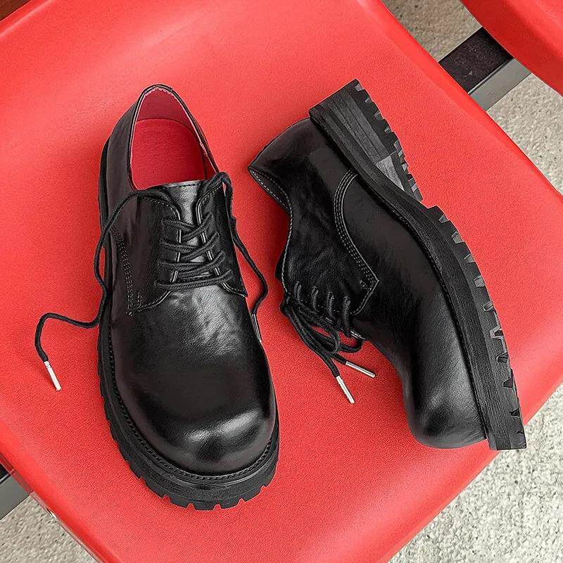 好货2026新款小皮鞋男黑色高级感增高厚底众英伦风男士德