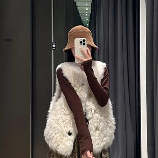 好货白色羊羔毛马甲女2025秋冬新款皮毛一体马夹环保皮草背心短款