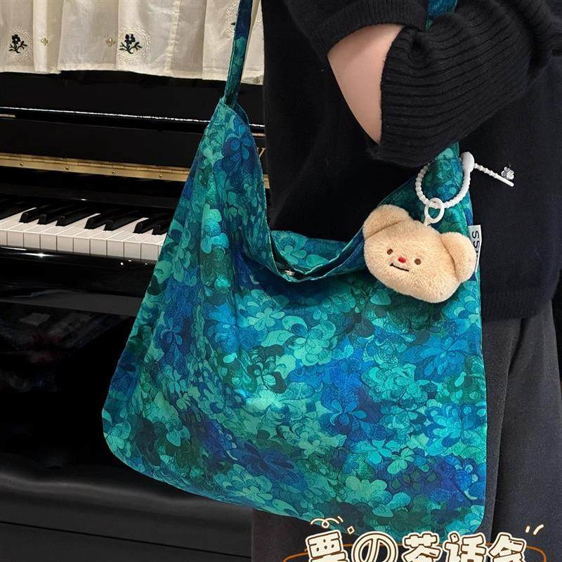 好货韩国ins休闲帆布袋大容量包包女 慵懒风旅游轻便斜挎包通勤单