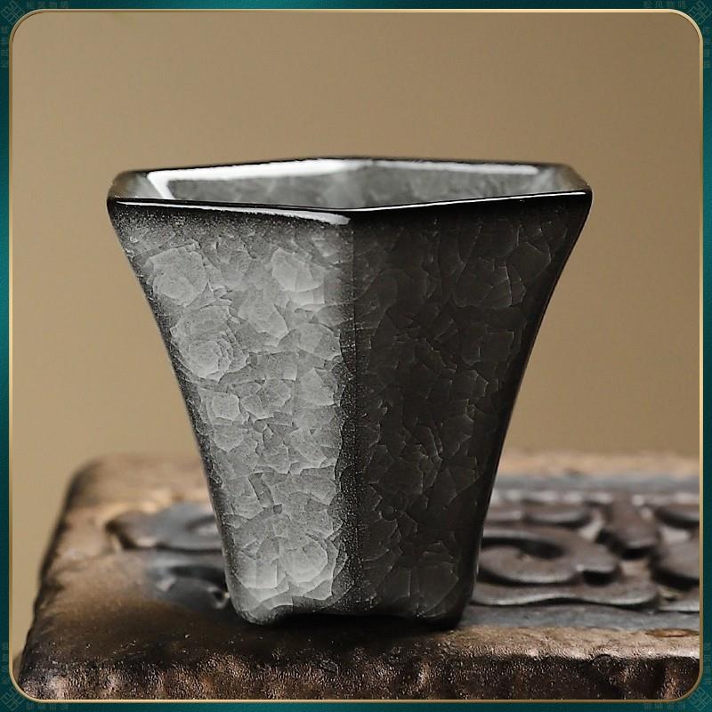 黑冰六角小主人杯遇水化冰开片可养女冰裂纹茶具杯子冰花青瓷茶盏