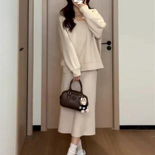 好货大码胖mm300斤韩系高级感穿搭连衣裙女早秋季小个子卫衣套装