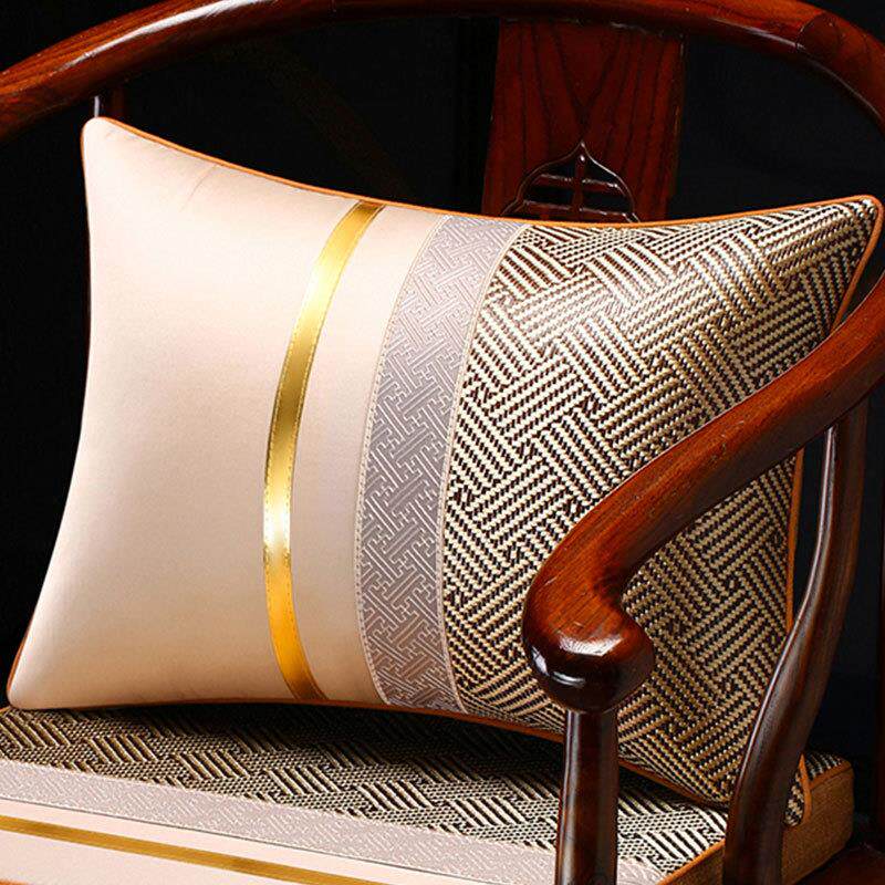 中式沙发靠枕夏季凉席抱枕套含芯长方形护腰靠垫床上靠背藤席腰枕